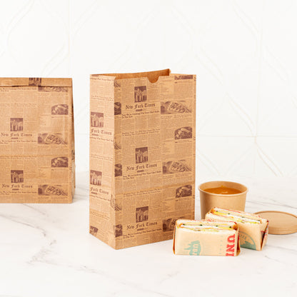 Bag Tek Kraft Newsprint Paper Bag - 12 lb - 7" x 4 1/4" x 12 1/2" - 100 count box