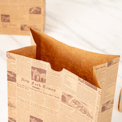 Bag Tek Kraft Newsprint Paper Bag - 12 lb - 7" x 4 1/4" x 12 1/2" - 100 count box