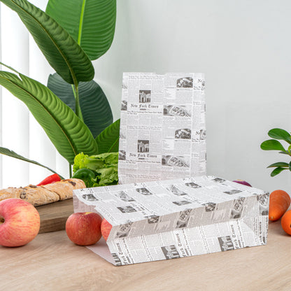 Bag Tek Newsprint Paper Bag - 12 lb - 7" x 4 1/4" x 12 1/2" - 100 count box