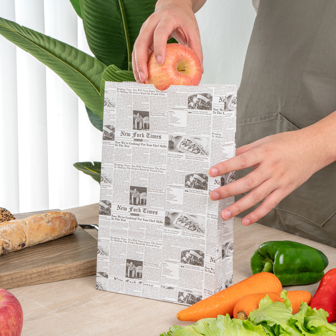 Bag Tek Newsprint Paper Bag - 12 lb - 7" x 4 1/4" x 12 1/2" - 100 count box