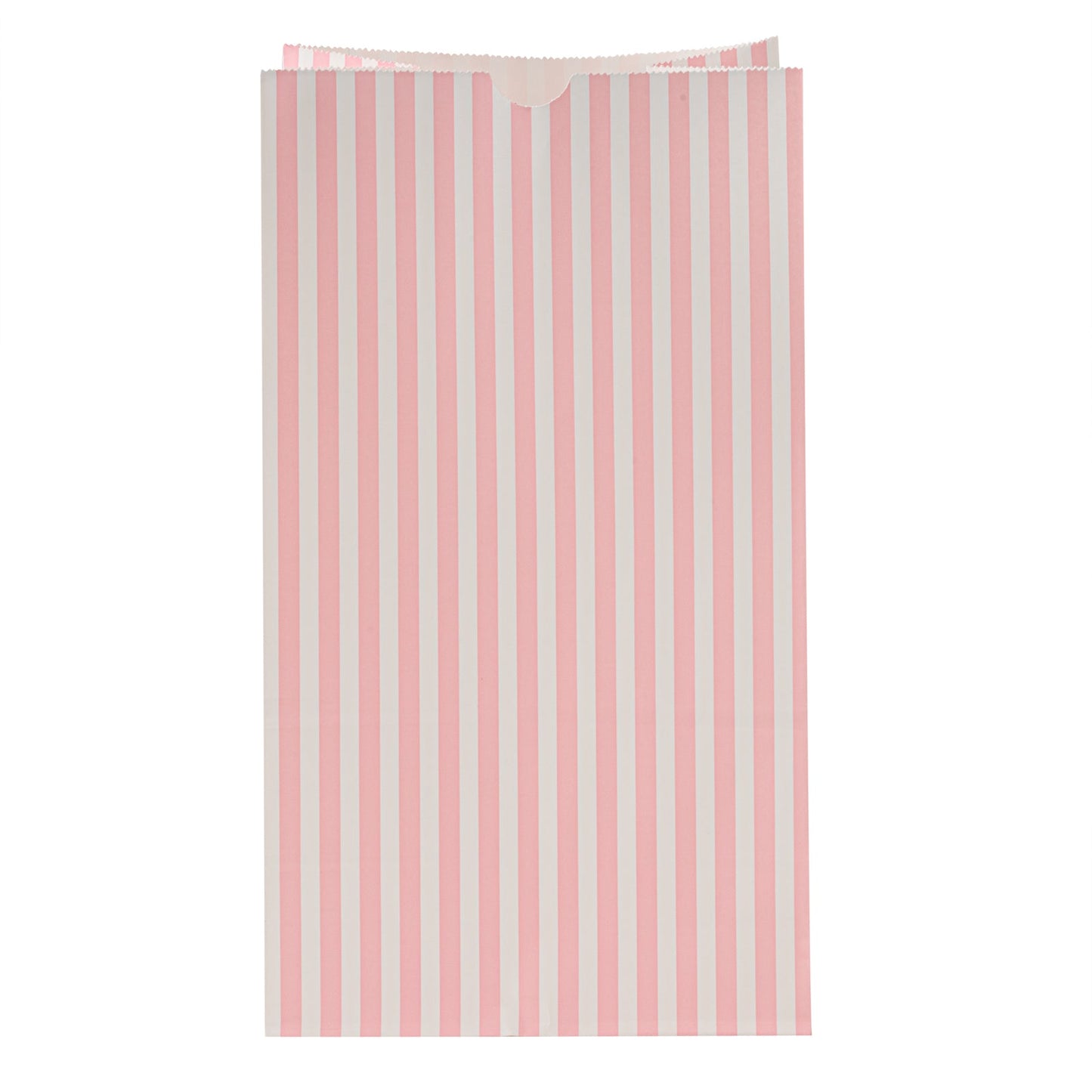 Bag Tek Pink and White Stripe Paper Bag - 12 lb - 7" x 4 1/4" x 12 1/2" - 100 count box
