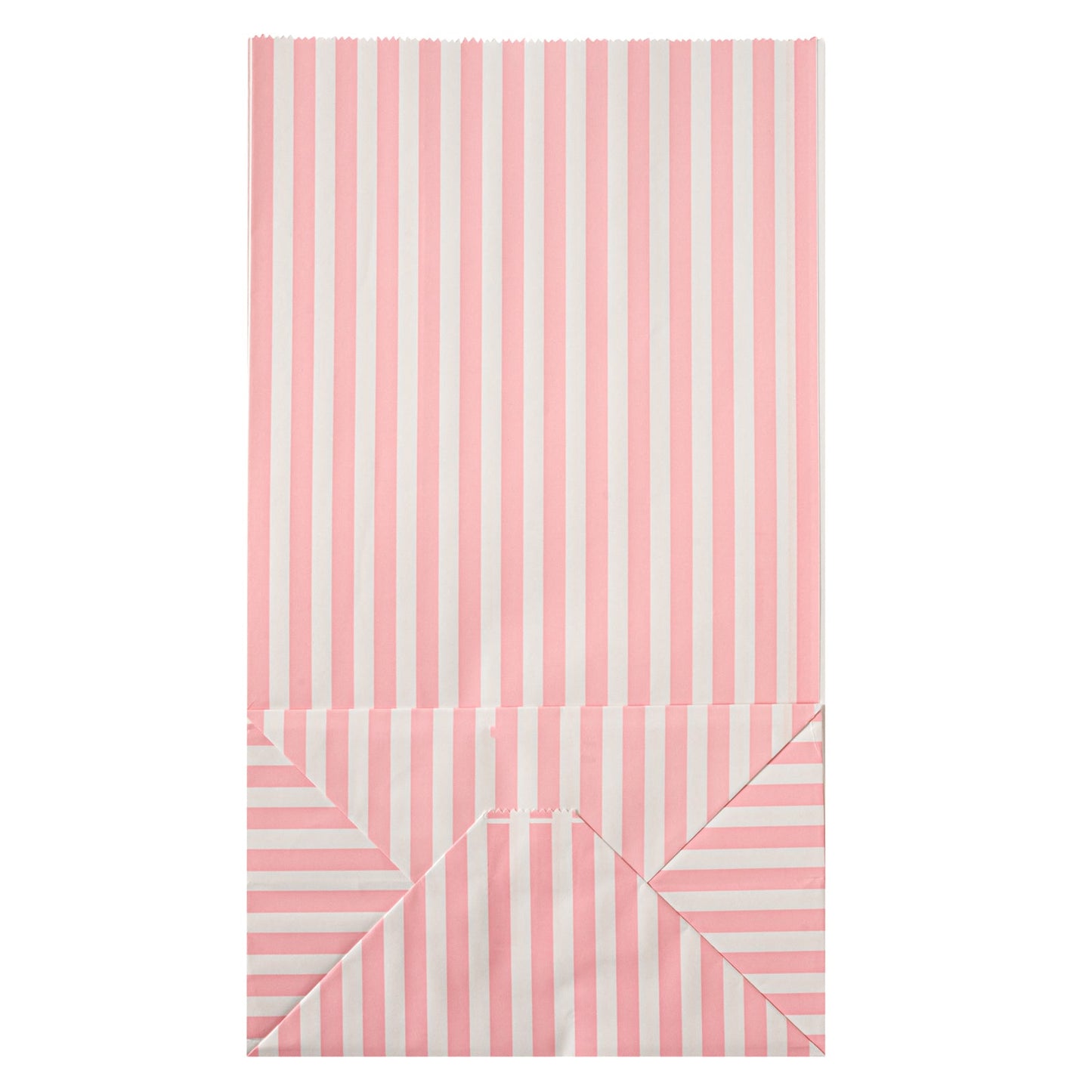 Bag Tek Pink and White Stripe Paper Bag - 12 lb - 7" x 4 1/4" x 12 1/2" - 100 count box