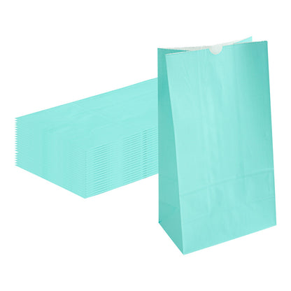 Bag Tek Turquoise Paper Bag - 12 lb - 7" x 4 1/4" x 12 1/2" - 100 count box