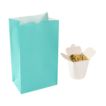 Bag Tek Turquoise Paper Bag - 12 lb - 7" x 4 1/4" x 12 1/2" - 100 count box