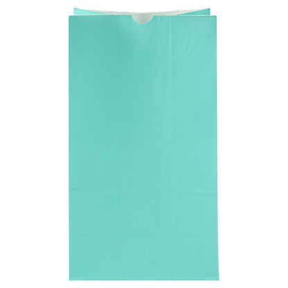 Bag Tek Turquoise Paper Bag - 12 lb - 7" x 4 1/4" x 12 1/2" - 100 count box
