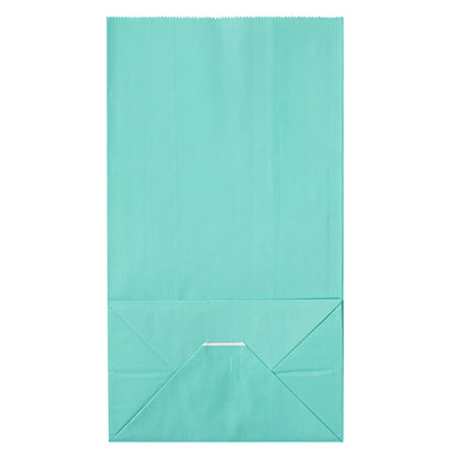 Bag Tek Turquoise Paper Bag - 12 lb - 7" x 4 1/4" x 12 1/2" - 100 count box