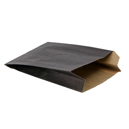 Bag Tek Black Paper French Fry / Snack Bag - 4 1/4" x 1 1/2" x 6 1/4" - 100 count box