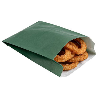 Bag Tek Forest Green Paper French Fry / Snack Bag - 4 1/4" x 1 1/2" x 6 1/4" - 100 count box