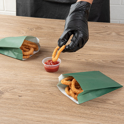 Bag Tek Forest Green Paper French Fry / Snack Bag - 4 1/4" x 1 1/2" x 6 1/4" - 100 count box