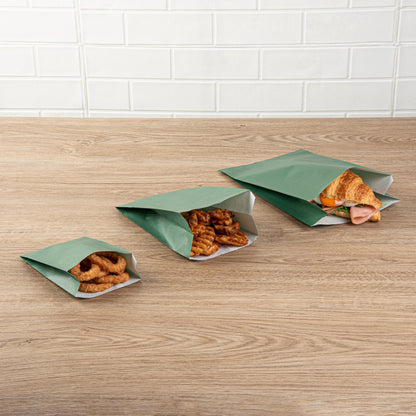 Bag Tek Forest Green Paper French Fry / Snack Bag - 4 1/4" x 1 1/2" x 6 1/4" - 100 count box