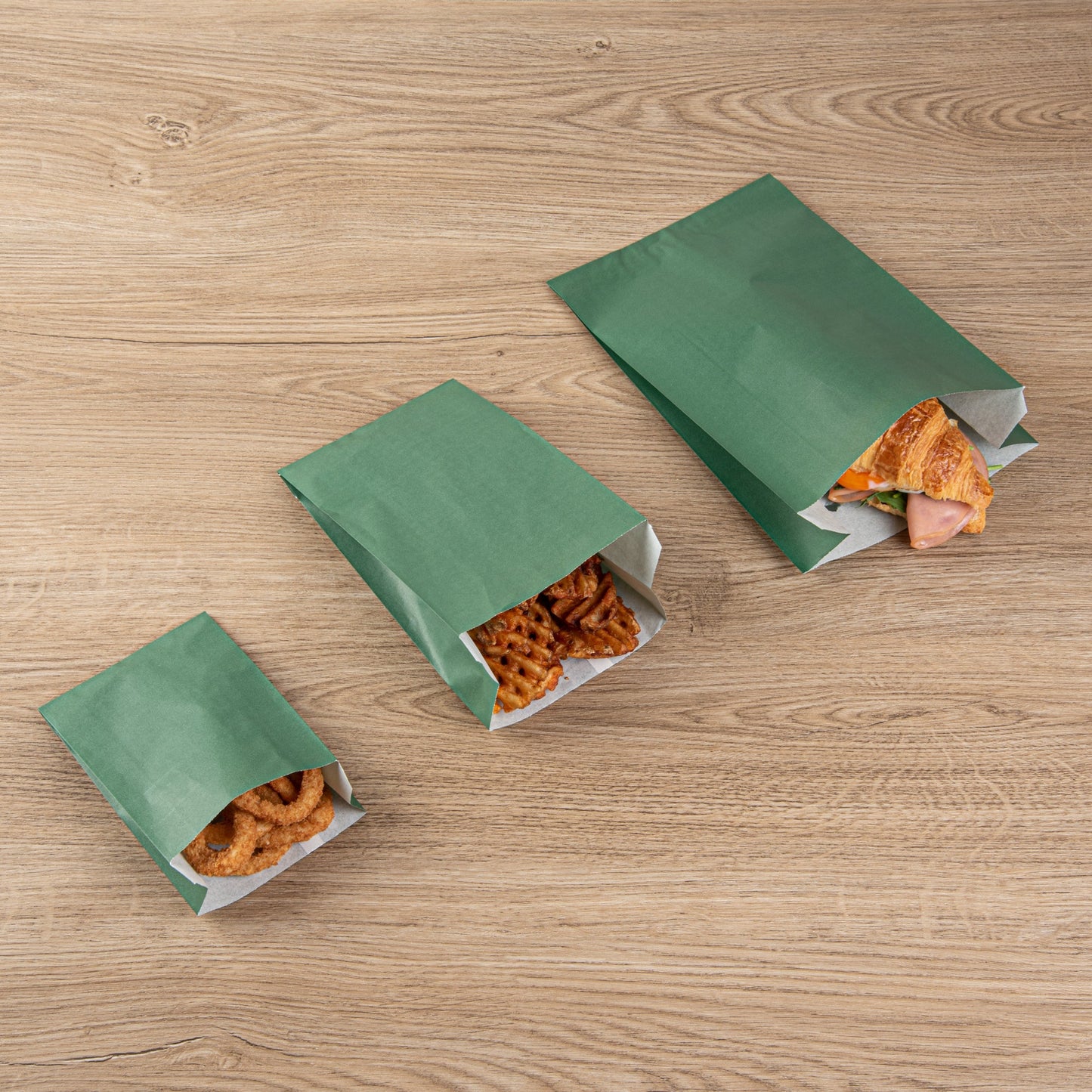 Bag Tek Forest Green Paper French Fry / Snack Bag - 4 1/4" x 1 1/2" x 6 1/4" - 100 count box