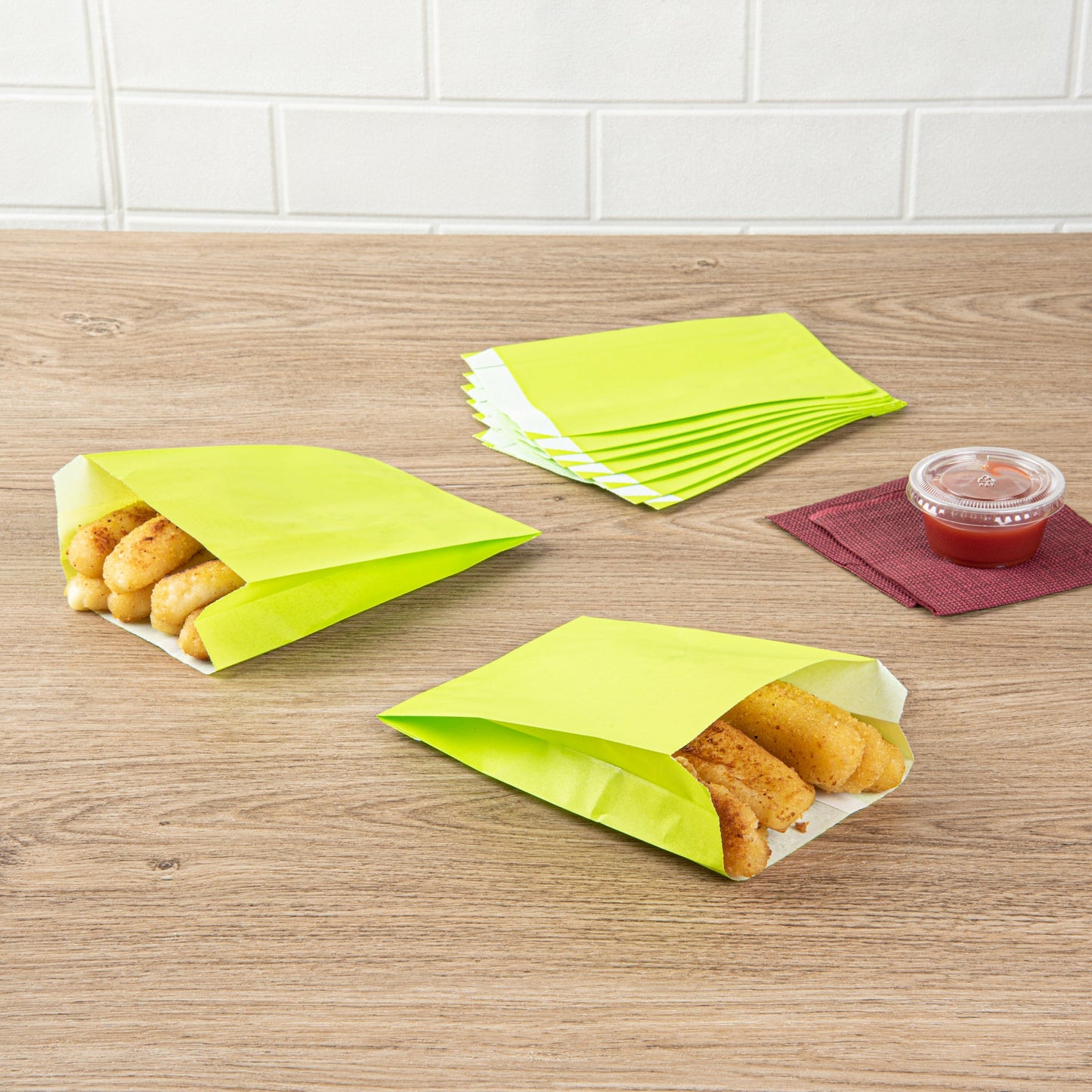 Bag Tek Eco Paper French Fry / Snack Bag - 4 1/4" x 1 1/2" x 6 1/4" - 100 count box