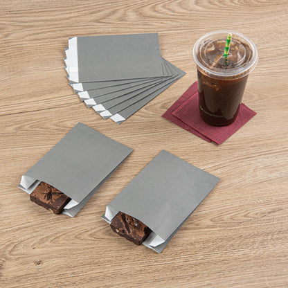 Bag Tek Gray Paper French Fry / Snack Bag - 4 1/4" x 1 1/2" x 6 1/4" - 100 count box