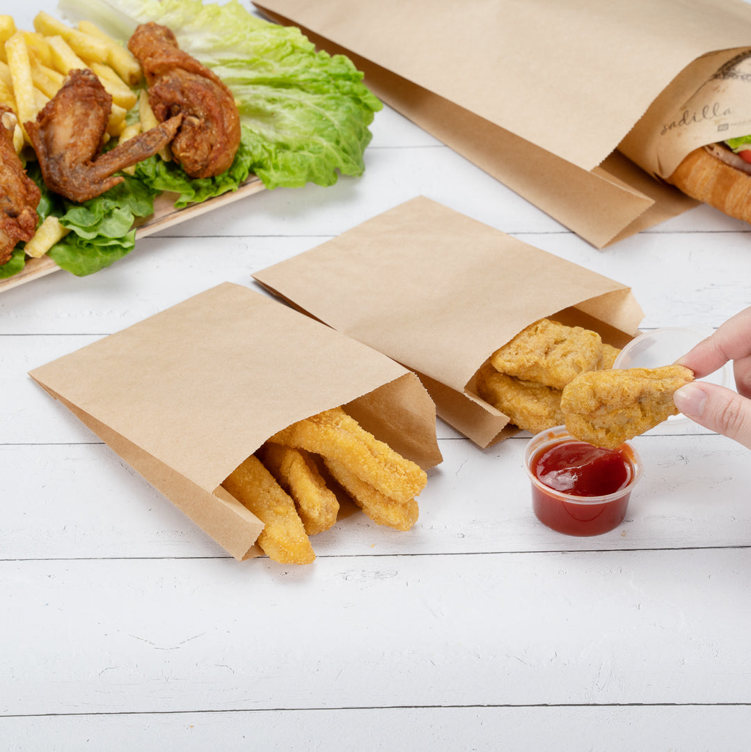 Bag Tek Kraft Paper French Fry / Snack Bag - 4 1/4" x 1 1/2" x 6 1/4" - 100 count box