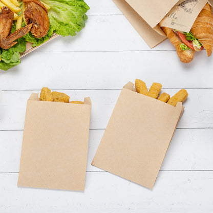 Bag Tek Kraft Paper French Fry / Snack Bag - 4 1/4" x 1 1/2" x 6 1/4" - 100 count box