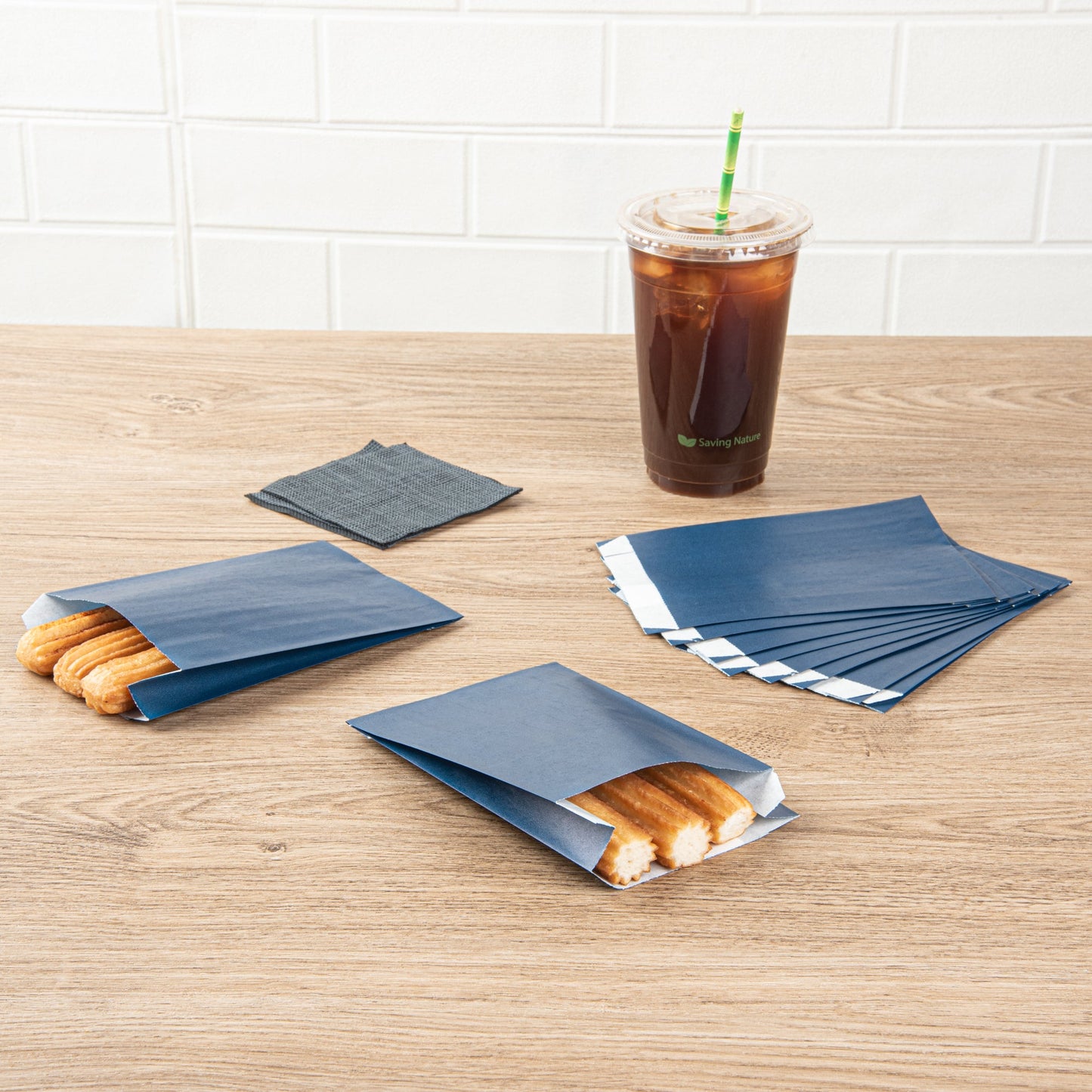 Bag Tek Midnight Blue Paper French Fry / Snack Bag - 4 1/4" x 1 1/2" x 6 1/4" - 100 count box
