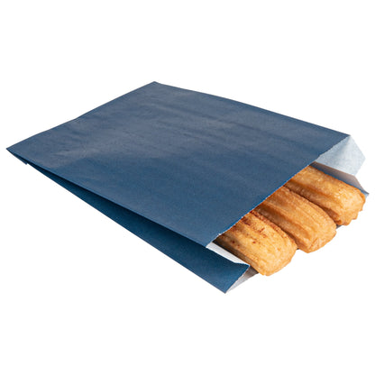 Bag Tek Midnight Blue Paper French Fry / Snack Bag - 4 1/4" x 1 1/2" x 6 1/4" - 100 count box