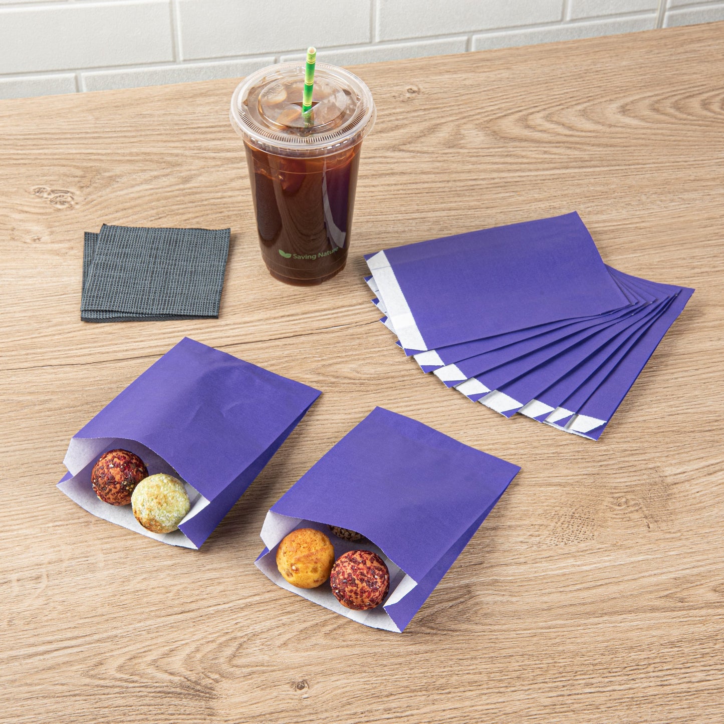 Bag Tek Purple Paper French Fry / Snack Bag - 4 1/4" x 1 1/2" x 6 1/4" - 100 count box