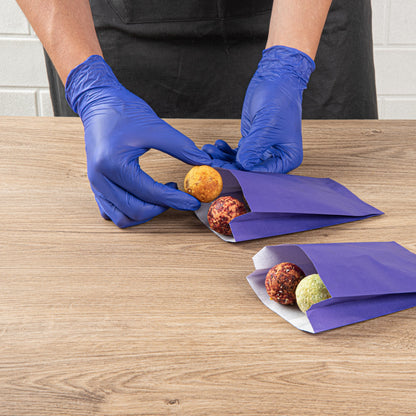 Bag Tek Purple Paper French Fry / Snack Bag - 4 1/4" x 1 1/2" x 6 1/4" - 100 count box