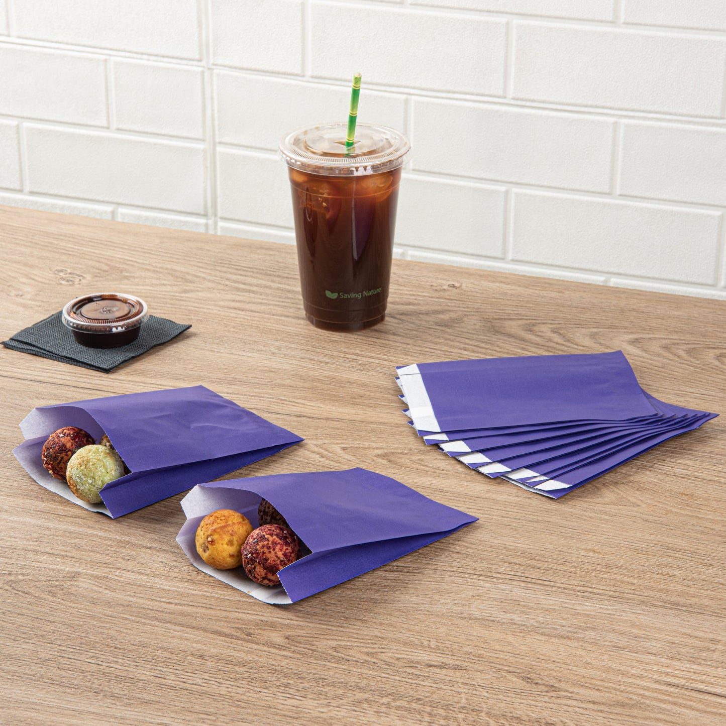 Bag Tek Purple Paper French Fry / Snack Bag - 4 1/4" x 1 1/2" x 6 1/4" - 100 count box