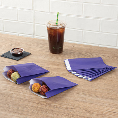 Bag Tek Purple Paper French Fry / Snack Bag - 4 1/4" x 1 1/2" x 6 1/4" - 100 count box