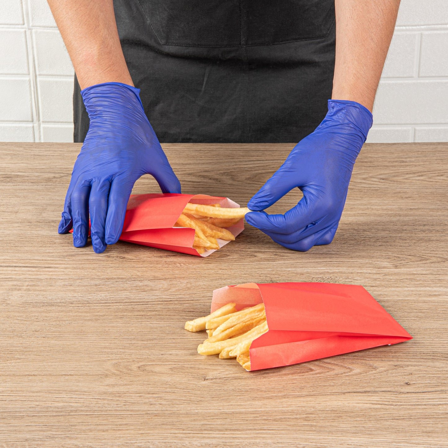 Bag Tek Red Paper French Fry / Snack Bag - 4 1/4" x 1 1/2" x 6 1/4" - 100 count box