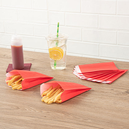 Bag Tek Red Paper French Fry / Snack Bag - 4 1/4" x 1 1/2" x 6 1/4" - 100 count box