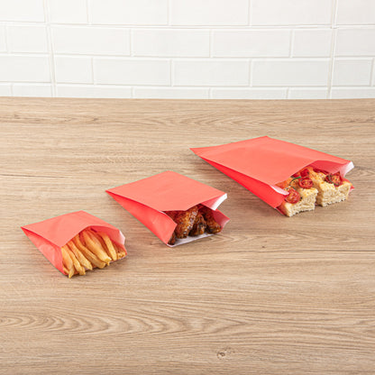 Bag Tek Red Paper French Fry / Snack Bag - 4 1/4" x 1 1/2" x 6 1/4" - 100 count box