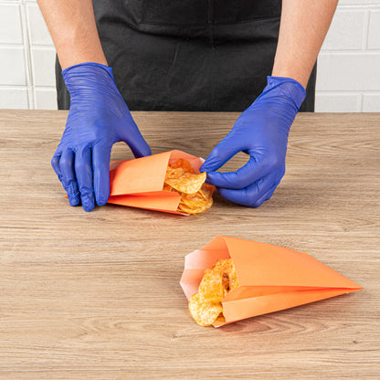 Bag Tek Tangerine Orange Paper French Fry / Snack Bag - 4 1/4" x 1 1/2" x 6 1/4" - 100 count box