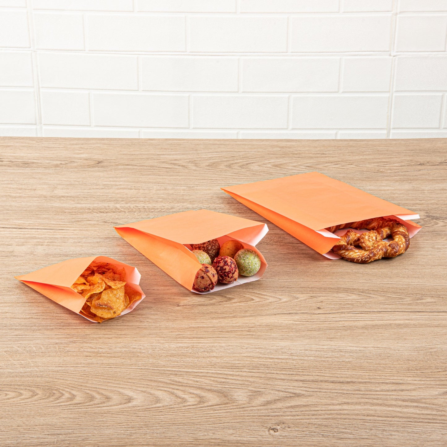 Bag Tek Tangerine Orange Paper French Fry / Snack Bag - 4 1/4" x 1 1/2" x 6 1/4" - 100 count box