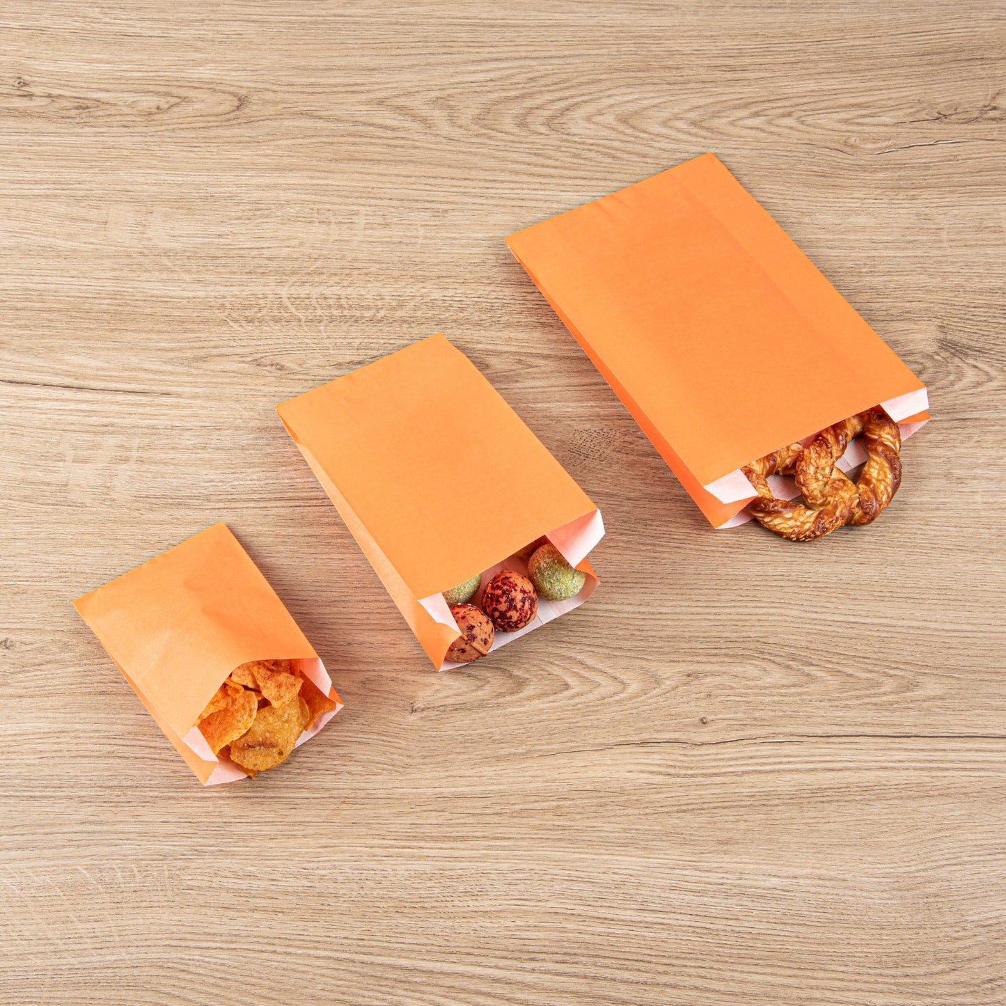 Bag Tek Tangerine Orange Paper French Fry / Snack Bag - 4 1/4" x 1 1/2" x 6 1/4" - 100 count box