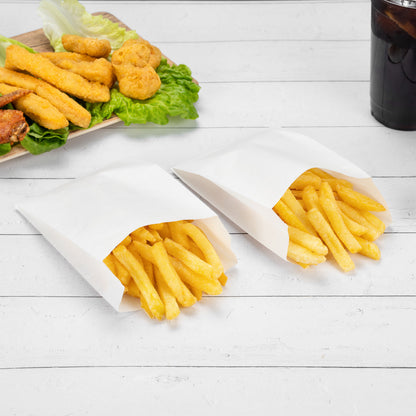Bag Tek White Paper French Fry / Snack Bag - 4 1/4" x 1 1/2" x 6 1/4" - 100 count box