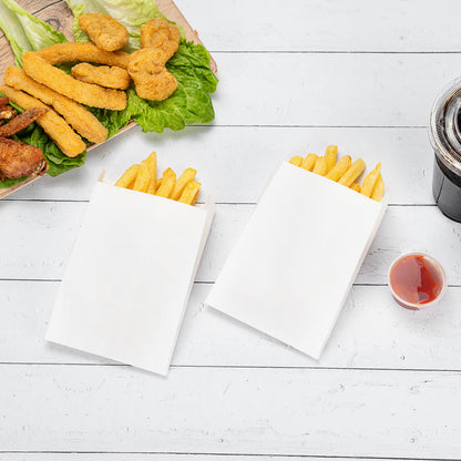 Bag Tek White Paper French Fry / Snack Bag - 4 1/4" x 1 1/2" x 6 1/4" - 100 count box