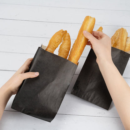 Bag Tek Black Paper French Fry / Snack Bag - 5" x 3" x 8 3/4" - 100 count box