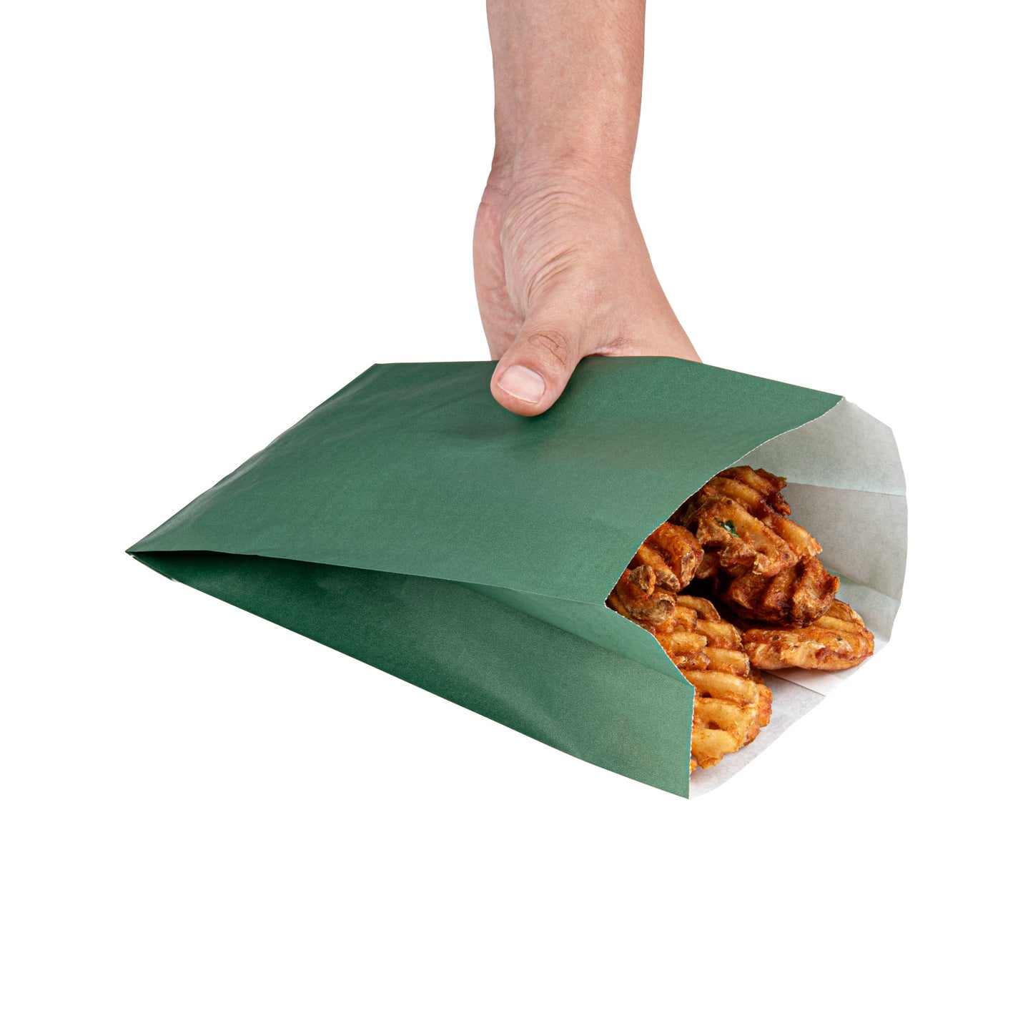 Bag Tek Forest Green Paper French Fry / Snack Bag - 5" x 3" x 8 3/4" - 100 count box