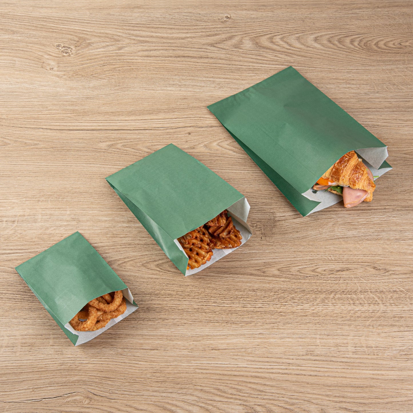 Bag Tek Forest Green Paper French Fry / Snack Bag - 5" x 3" x 8 3/4" - 100 count box