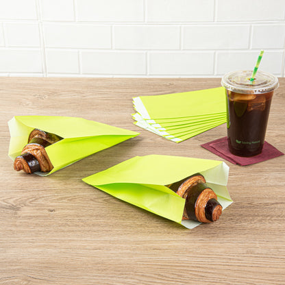 Bag Tek Eco Green Paper French Fry / Snack Bag - 5" x 3" x 8 3/4" - 100 count box
