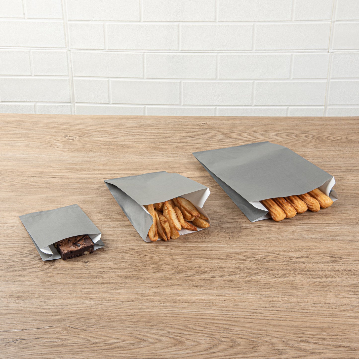 Bag Tek Gray Paper French Fry / Snack Bag - 5" x 3" x 8 3/4" - 100 count box
