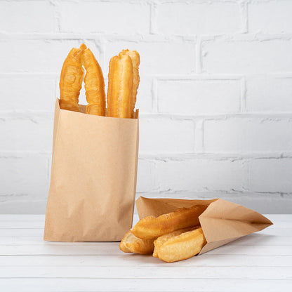 Bag Tek Kraft Paper French Fry / Snack Bag - 5" x 3" x 8 3/4" - 100 count box