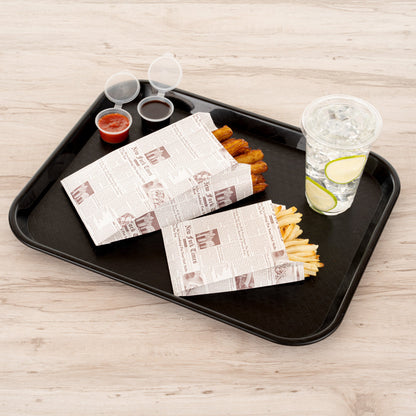 Bag Tek Sepia Newsprint Paper French Fry / Snack Bag - 5" x 3" x 8 3/4" - 100 count box