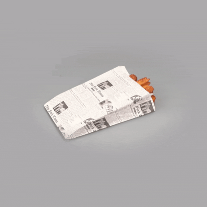 Bag Tek Newsprint Paper French Fry / Snack Bag - 5" x 3" x 8 3/4" - 100 count box