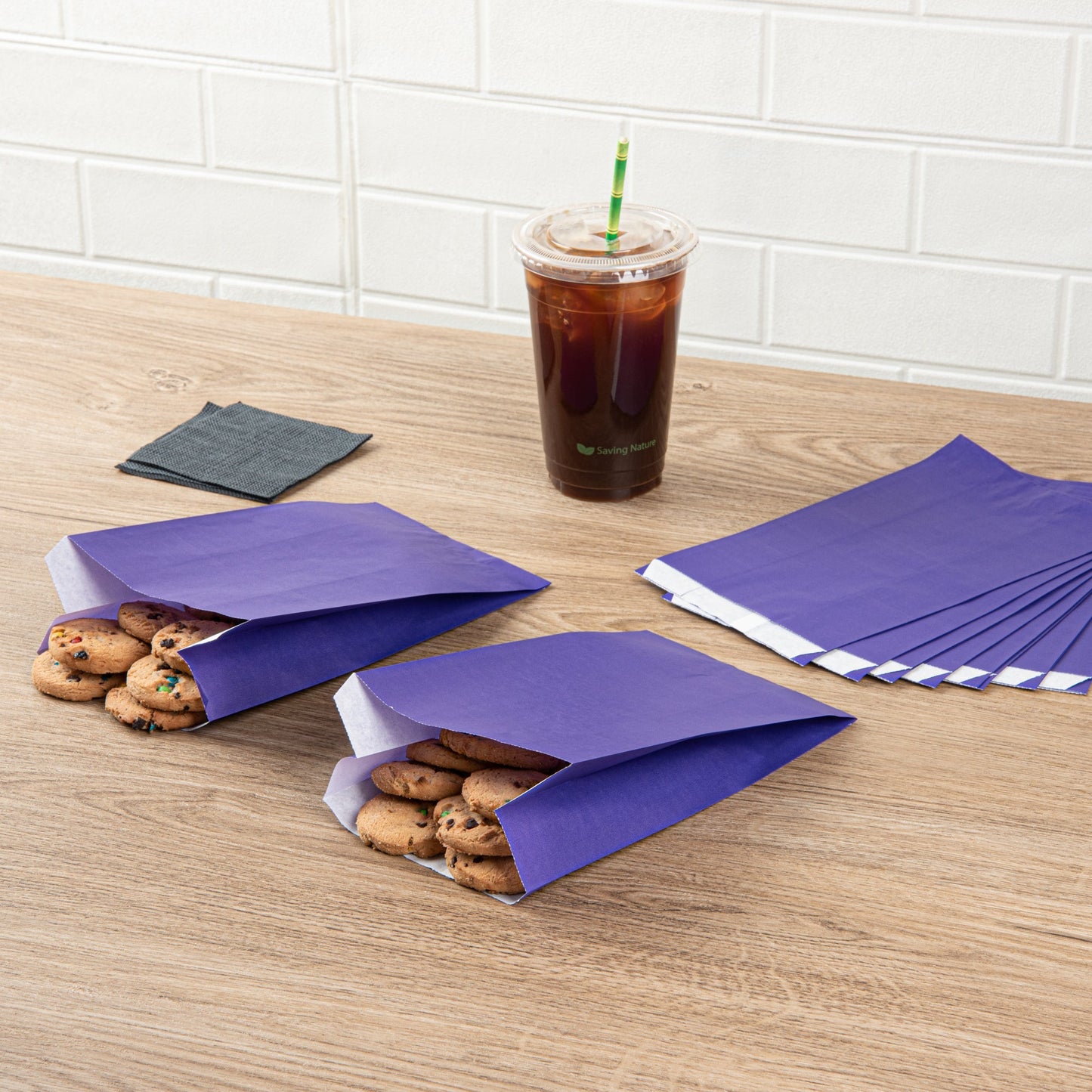 Bag Tek Purple Paper French Fry / Snack Bag - 5" x 3" x 8 3/4" - 100 count box