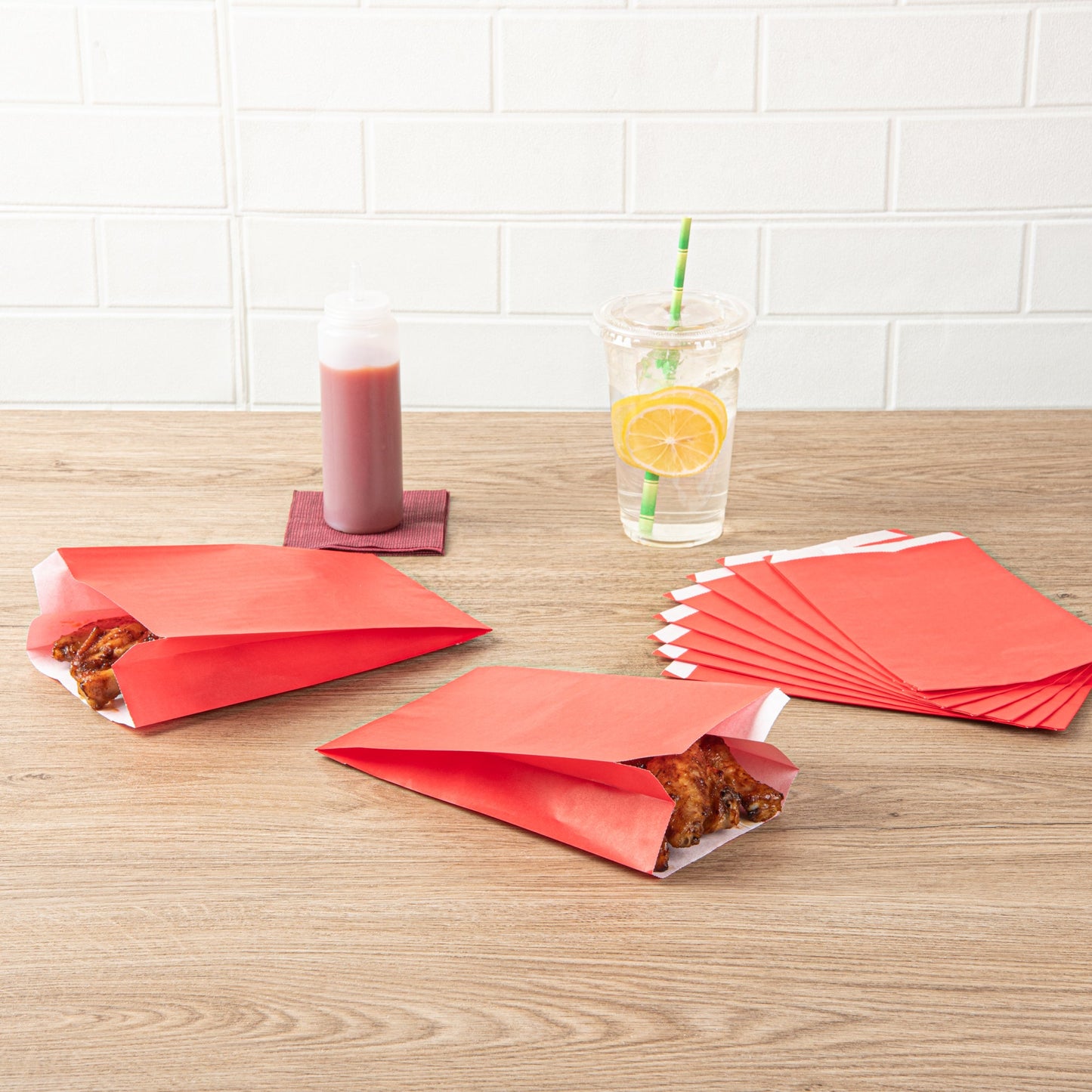 Bag Tek Red Paper French Fry / Snack Bag - 5" x 3" x 8 3/4" - 100 count box