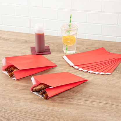 Bag Tek Red Paper French Fry / Snack Bag - 5" x 3" x 8 3/4" - 100 count box