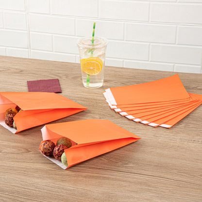 Bag Tek Tangerine Orange Paper French Fry / Snack Bag - 5" x 3" x 8 3/4" - 100 count box