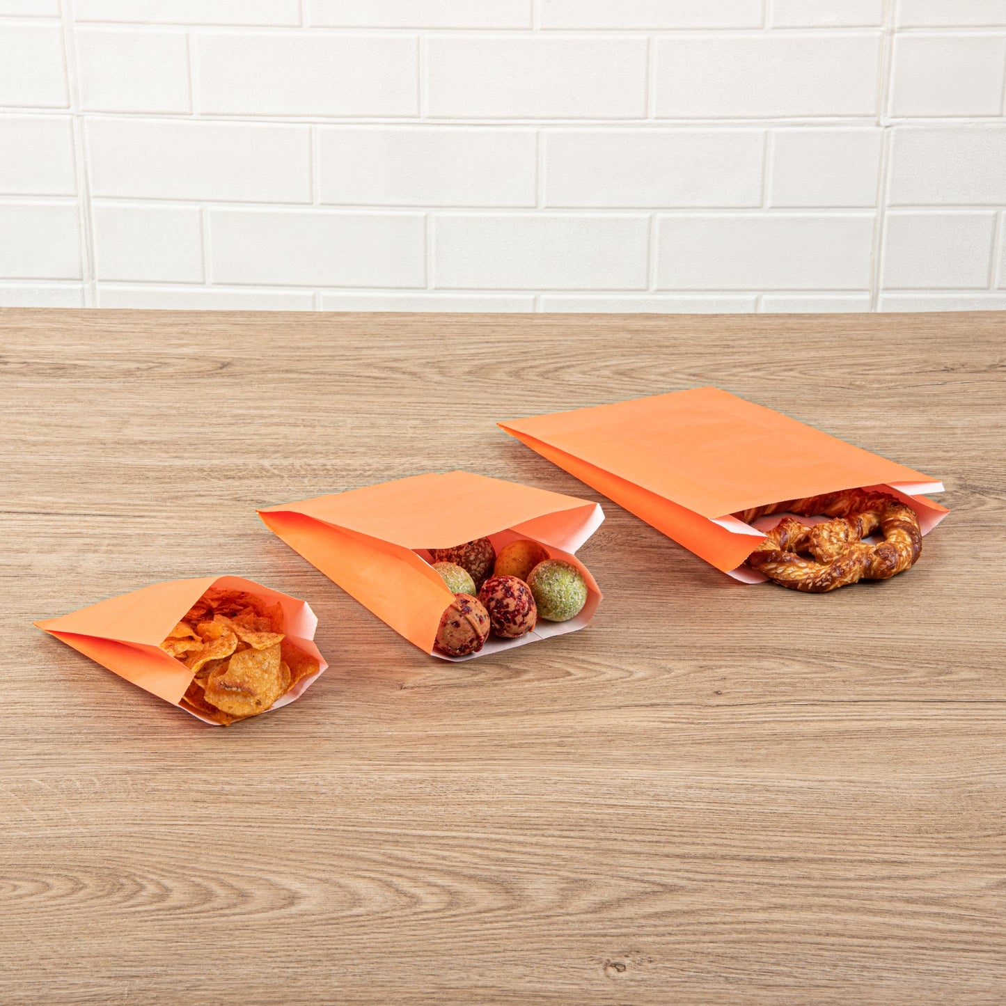 Bag Tek Tangerine Orange Paper French Fry / Snack Bag - 5" x 3" x 8 3/4" - 100 count box