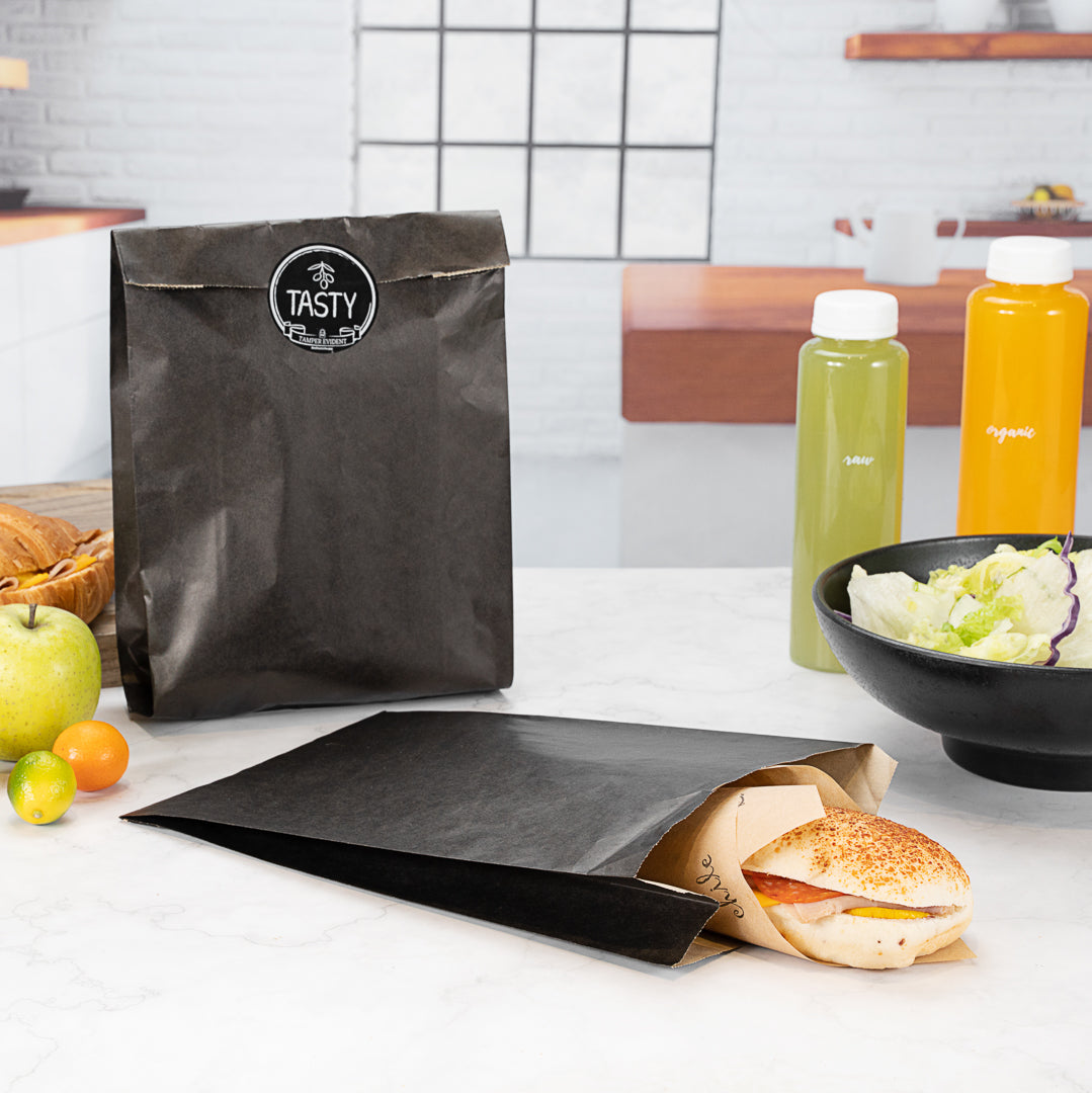 Bag Tek Black Paper French Fry / Snack Bag - 7" x 3" x 11" - 100 count box
