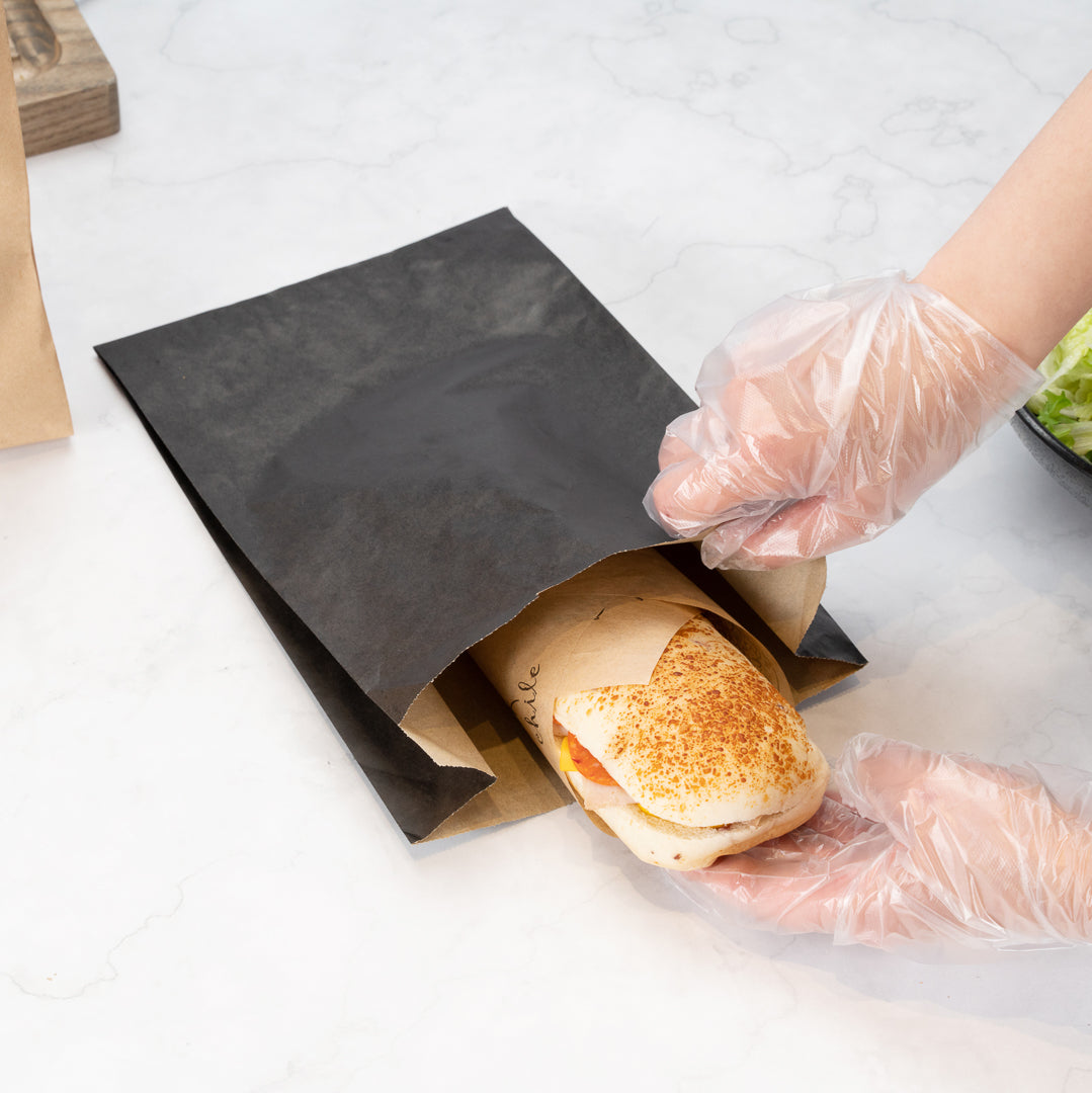 Bag Tek Black Paper French Fry / Snack Bag - 7" x 3" x 11" - 100 count box