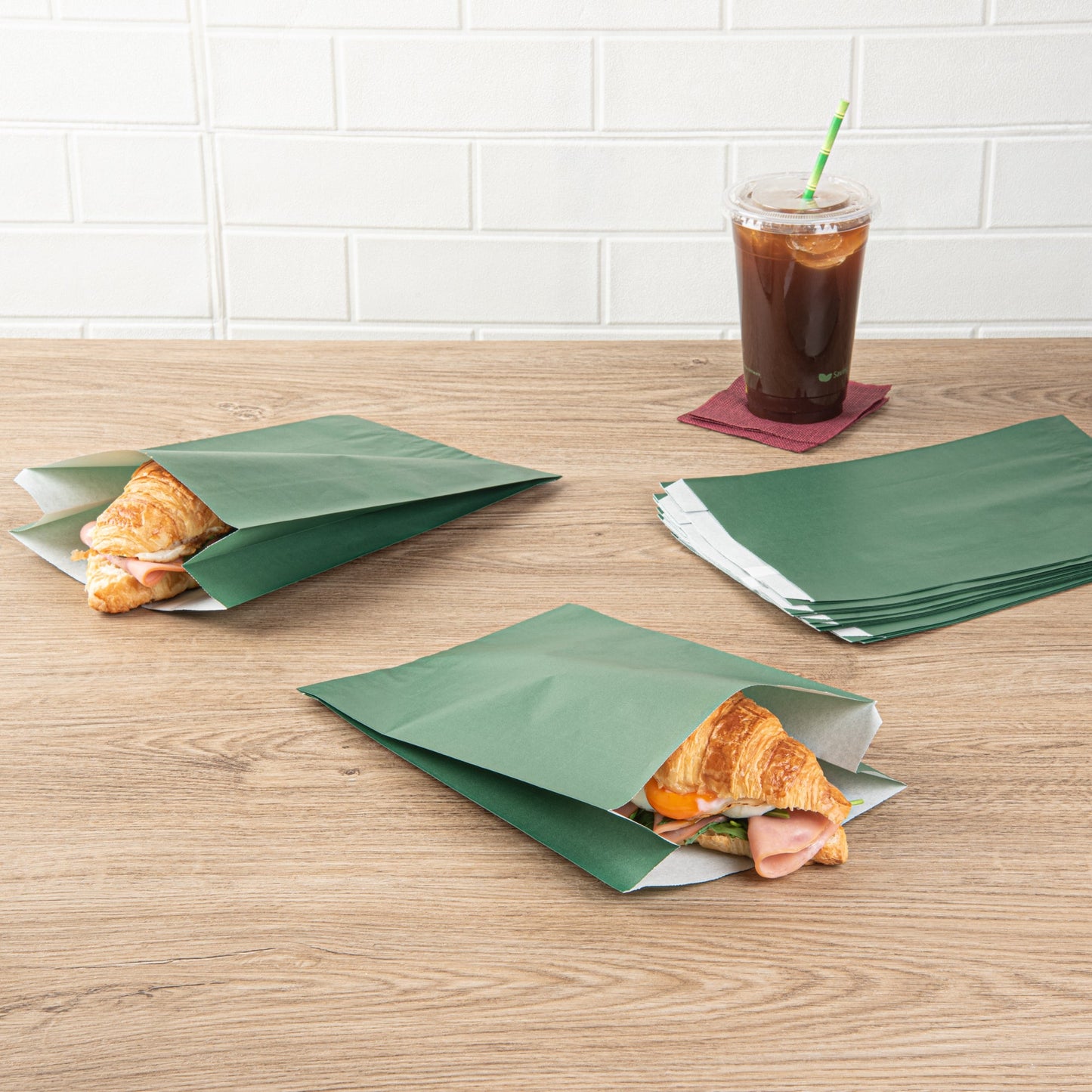 Bag Tek Forest Green Paper French Fry / Snack Bag - 7" x 3" x 11" - 100 count box