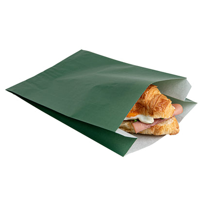 Bag Tek Forest Green Paper French Fry / Snack Bag - 7" x 3" x 11" - 100 count box